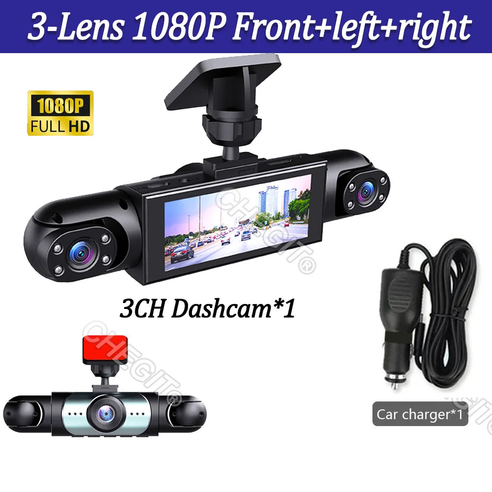 NOUVEAU 360 °   Caméra de voiture 3/4 objectif 1080P Dash Cam Auto 1080P caméra d'enregistrement de voiture voiture DVR avant gauche droite caméra de recul boîte noire