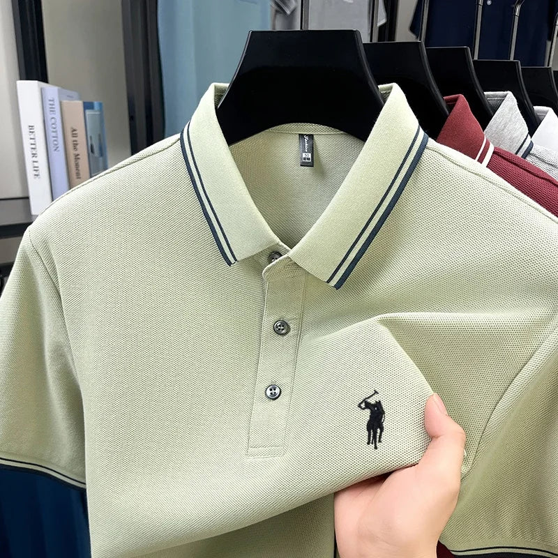 Marque de mode 100% coton été nouvel article polo brodé poney original pour hommes haut à manches courtes confortable et respirant