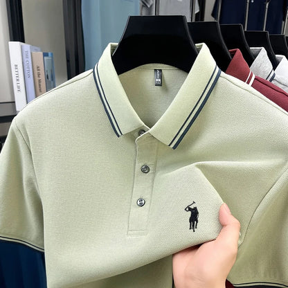 Marque de mode 100% coton été nouvel article polo brodé poney original pour hommes haut à manches courtes confortable et respirant