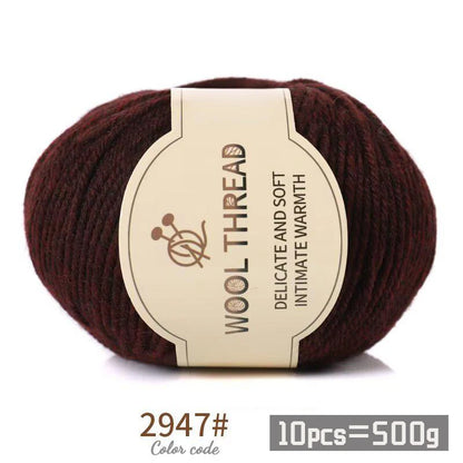 500g 290 Fil de laine d'alpaga peigné moyennement grossier, kit de matériel de tricot fait à la main chaud et à la mode pour l'automne et l'hiver, plusieurs couleurs de boules de fil pour fabriquer des pulls, des foulards