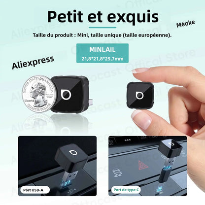 Adaptateur Cube 3-en-1 OTTOCAST Express MINI AIR 4.0 sans fil CarPlay Android Auto pour iOS, Mise en Miroir d'Écran, Accessoires Auto 2026