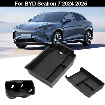 Boîte de rangement d'accoudoir pour accessoires de voiture BYD Sealion 7 2024 2025, support de verre, contrôle Central, boîte de rangement d'articles divers, rangement