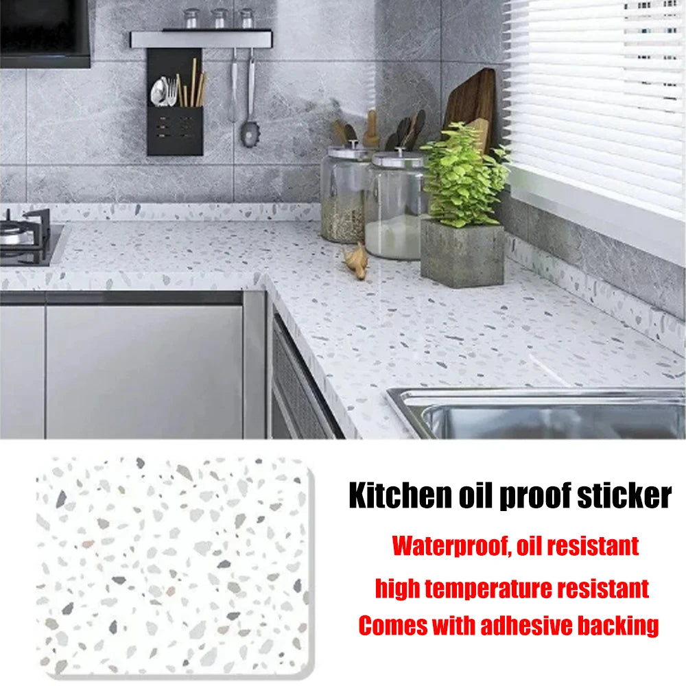 Autocollants muraux en marbre résistants à l'huile pour cuisine, 40cm, papier peint auto-adhésif résistant aux taches, haute température, décoration de la maison