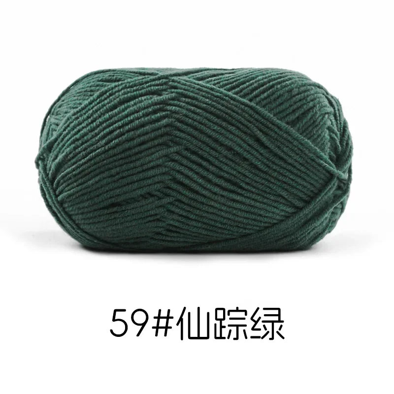Pelote de Fil de Coton de Lait Peigné à 4 Brins, Laine Douce pour Crocheter et Tisser à la Main, 50g Chacun. 120M)