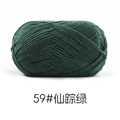 Pelote de Fil de Coton de Lait Peigné à 4 Brins, Laine Douce pour Crocheter et Tisser à la Main, 50g Chacun. 120M)