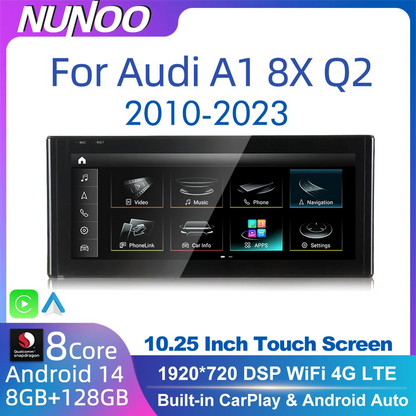 Android 14 Auto Radio CarPlay pour Audi A1 Q2 2010-2023 GPS voiture lecteur multimédia Navi stéréo DSP WIFI SIM BT IPS écran tactile