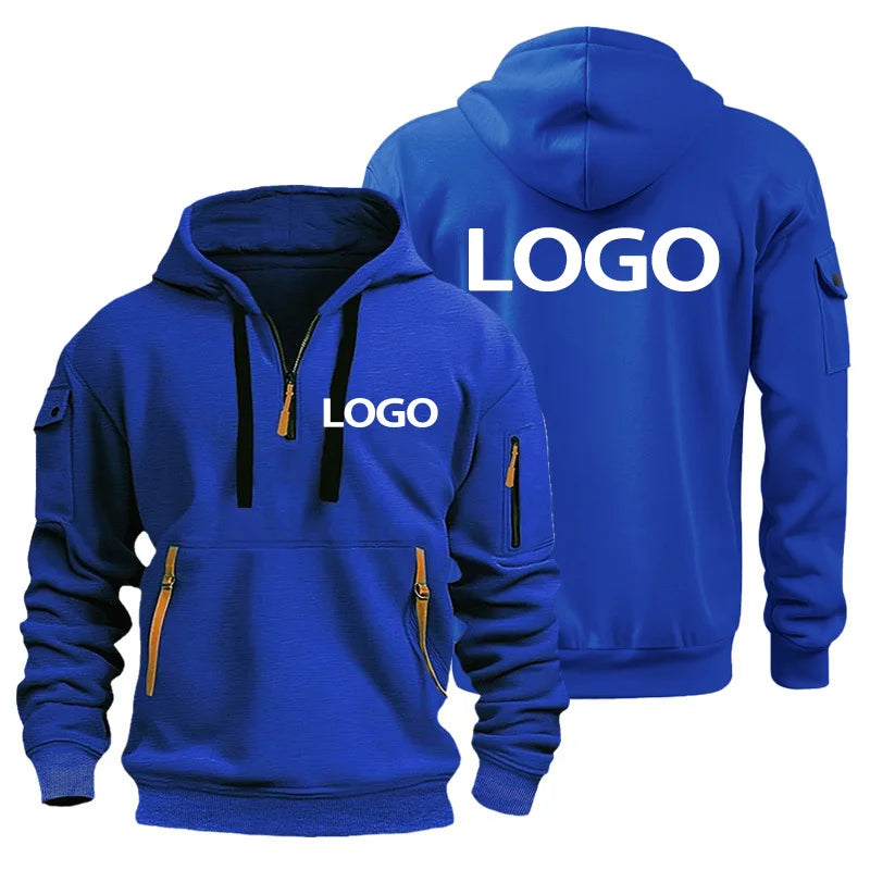 Sweat-shirt de sport européen pour hommes, ample et décontracté, avec fermeture éclair, poche sur le bras, personnalisé avec votre Logo, veste à capuche à épaules tombantes, pull