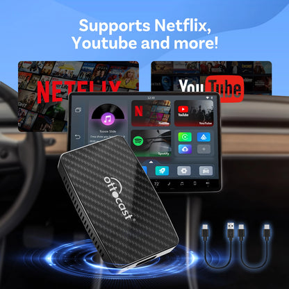 Ottocast Play2Video Pro sans fil pour lecteur multimédia d'origine, système 3 en 1, Netflix & YouTube, Carplay, boîte AI pour VW