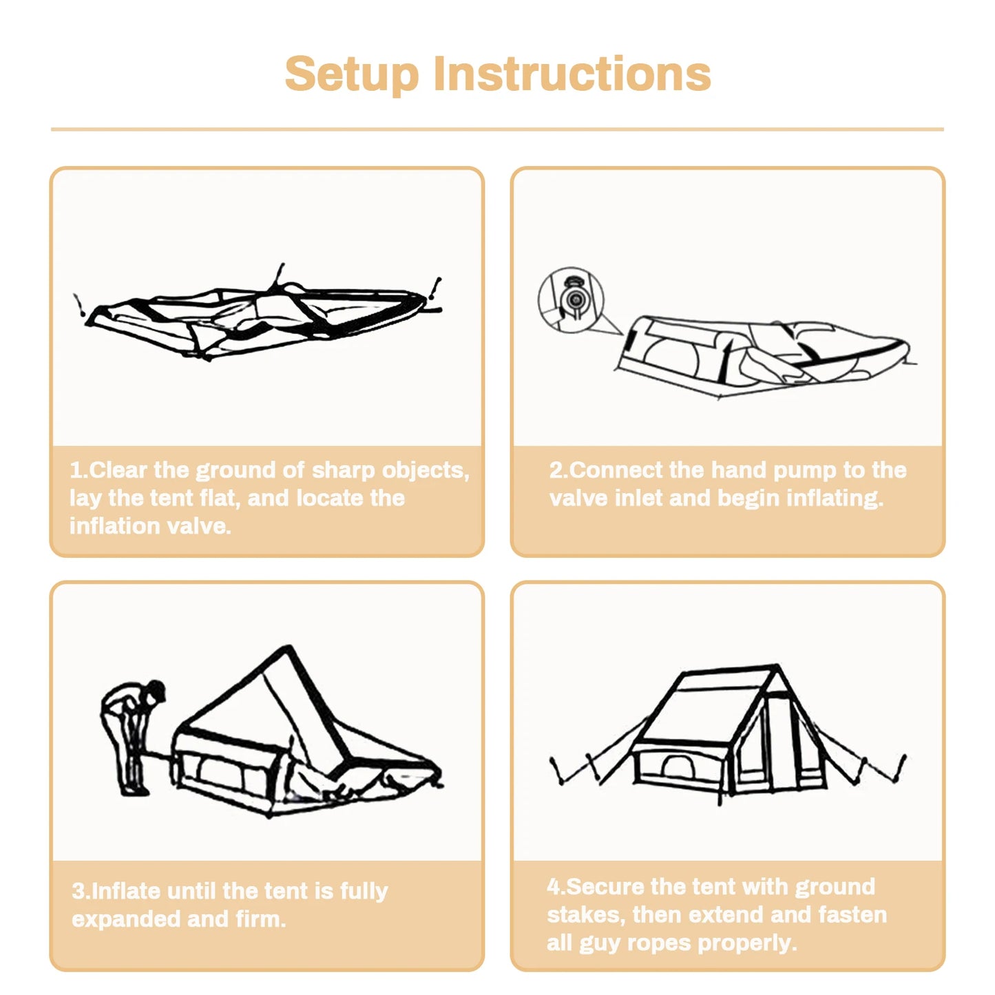 Tente de camping gonflable PAKICETUS pour 4 à 8 personnes avec fenêtres, tente de camping portable résistante à l'eau