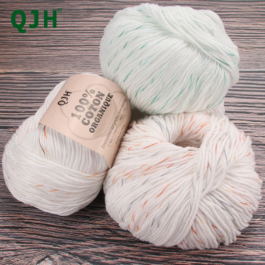 QJH 12 pièces fil de coton biologique 100%, fil doux au Crochet/à tricot avancé pour débutants et débutants-1.76oz/136yards/1 pièces
