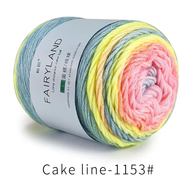 Fil à gâteau dégradé pour tricoter à la main, fil coloré au Crochet, Section moyenne et épaisse, fil arc-en-ciel en laine de coton teint, 100 g/pièce