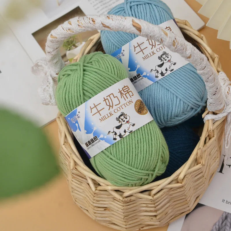 Fil à tricoter en coton au lait, 5 brins, 50g, pour bricolage de sacs de poupée, fil, écharpe, chaussettes