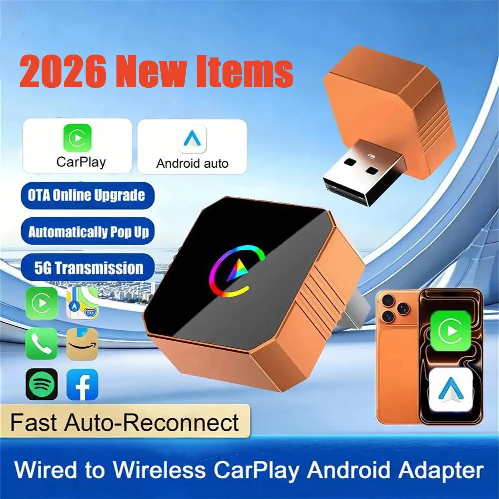 Adaptateur sans fil CarPlay Android Auto Pro3.0 2 en 1 Boîte d'infodivertissement automobile 2026 Nouveau Plug & Play Connexion rapide automatique