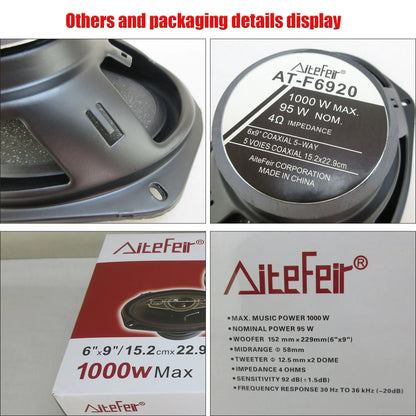Haut-parleurs stéréo pour voiture, 6x9 pouces (2x100W) 2000W, 5 voies, connexion coaxiale Audio haute résolution, conception universelle encastrée avec contrôle par application