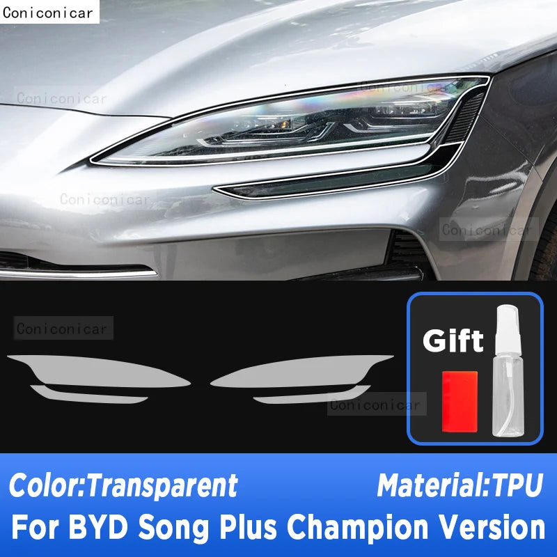 Film de protection transparent en TPU pour BYD Song Plus Champion Version, lumière de sauna extérieure de voiture, lampe avant, accessoires de lampe, 2023, 2024