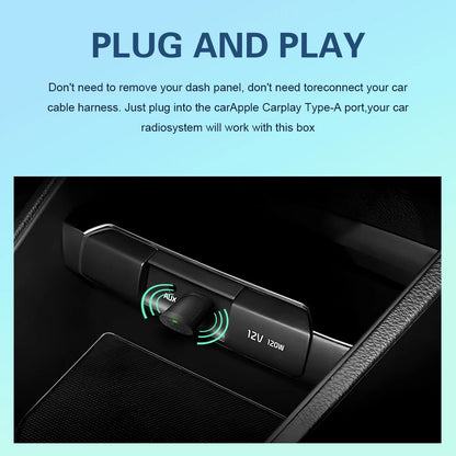 Adaptateur CarPlay Android Auto sans fil BYLITU Mini U8 convertit CarPlay filaire en sans fil Compatible avec la plupart des voitures Plug & Play