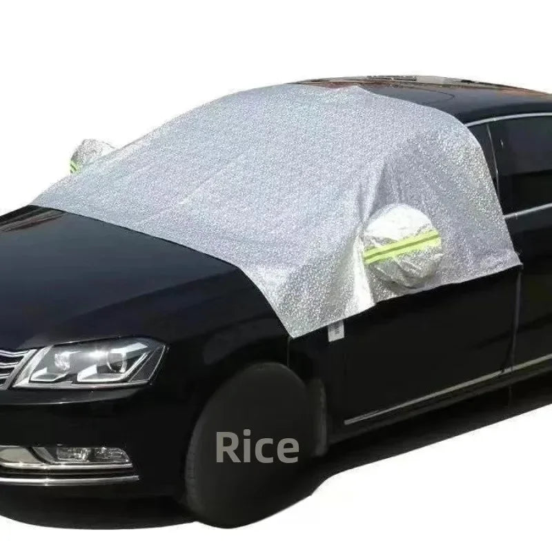 Housse de voiture universelle demi-capuchon quatre saisons Protection solaire anti-neige prévention du gel isolation thermique couverture avant de pare-brise