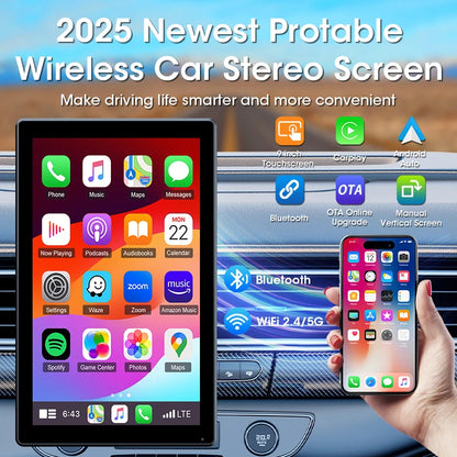 7/8/9 ''Support Orientation et Portrait voiture miroir Radio sans fil Carplay Android Auto multimédia lecteur vidéo écran universel