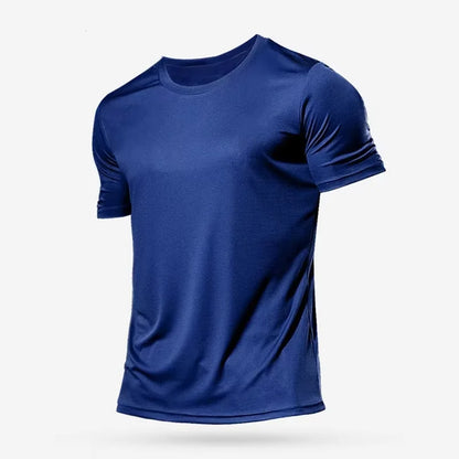 T-shirt de sport pour homme à manches courtes, séchage rapide, respirant, col rond, entraînement, exercice, sport, haut léger