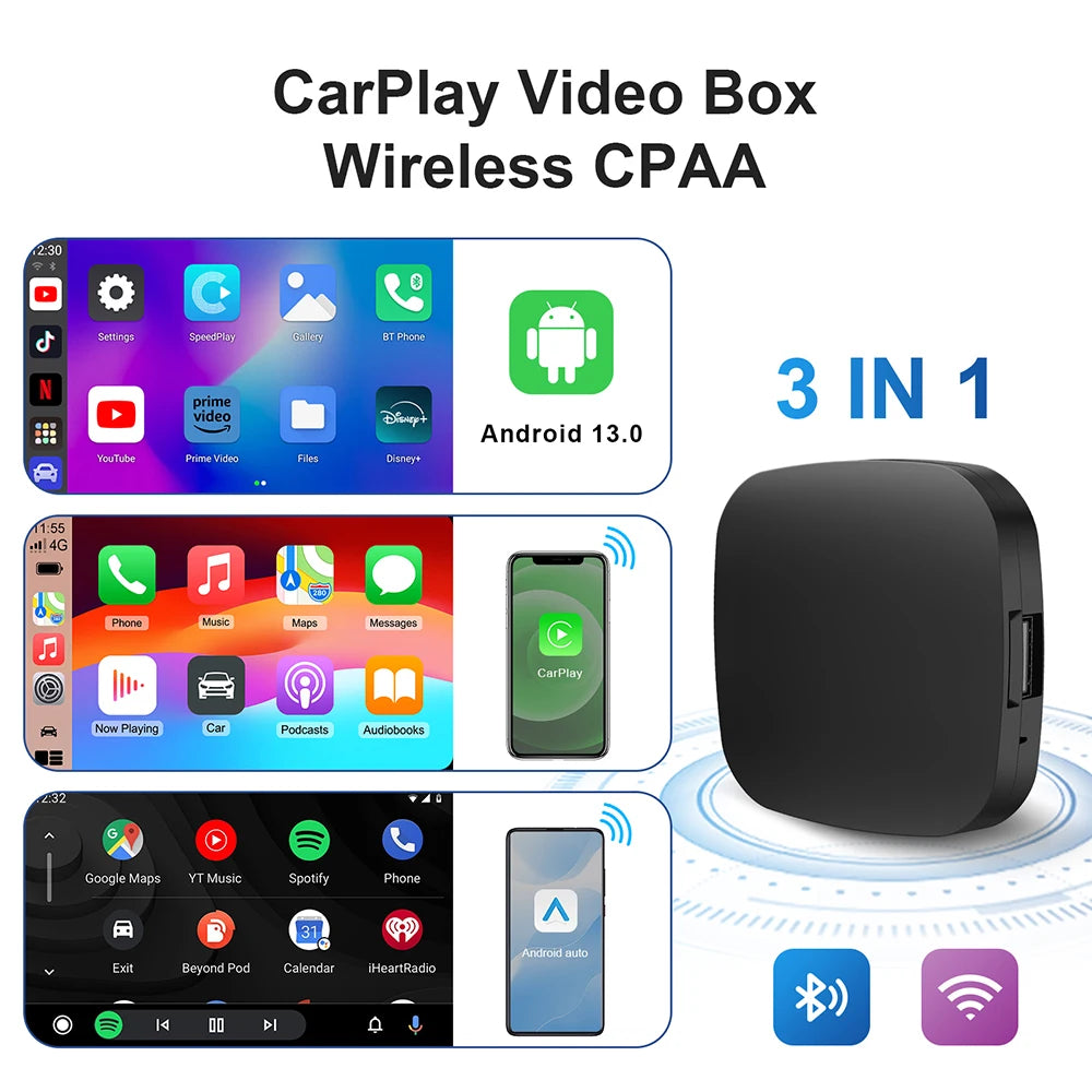 2026 CarPlay Smart Ai Box Android sans fil CarPlay Android Auto adaptateur pour Netflix pour YouTube voiture systèmes intelligents 5G WiFi