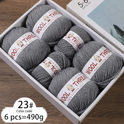 Fil de laine d'aldéhyde moyen, production de bricolage fin, tricoté à la main, pull chaud à la mode, écharpe et chapeau, boule de fil, 500g
