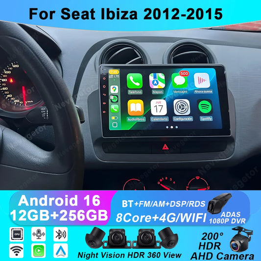 Écran tactile QLED de Navigation GPS pour Seat Ibiza 2012 – 2015, Android Auto Radio, lecteur vidéo multimédia de voiture, 5G, WIFI, BT, sans DVD 2din