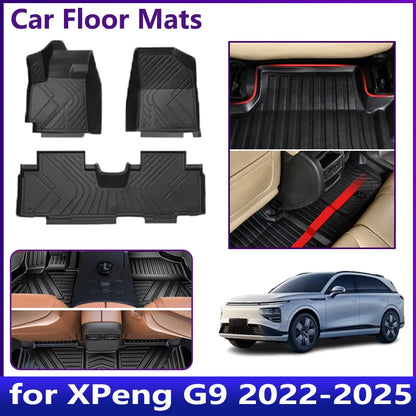 سجادة أرضية TPE للسيارة XPeng G9 2022-2025 2023، سهلة التنظيف، سجادة تخزين، مقاومة للماء، سجادة أرضية، سجادة سيارة، وسادة، إكسسوارات