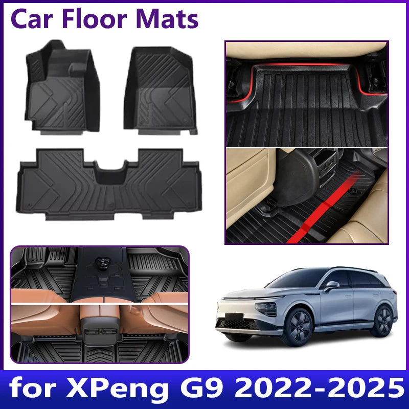 Tapis de sol en TPE pour voiture XPeng G9 2022-2025 2023, facile à nettoyer, tapis de rangement, imperméable, tapis de sol, tapis de voiture, coussin, accessoires