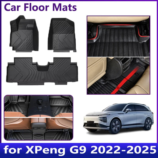 Tapis de sol en TPE pour voiture XPeng G9 2022-2025 2023, facile à nettoyer, tapis de rangement, imperméable, tapis de sol, tapis de voiture, coussin, accessoires