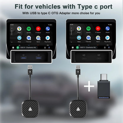 Adaptateur de voiture Android Auto sans fil, Dongle Carplay sans fil, conversion filaire en sans fil pour Android/iPhone Plug and Play