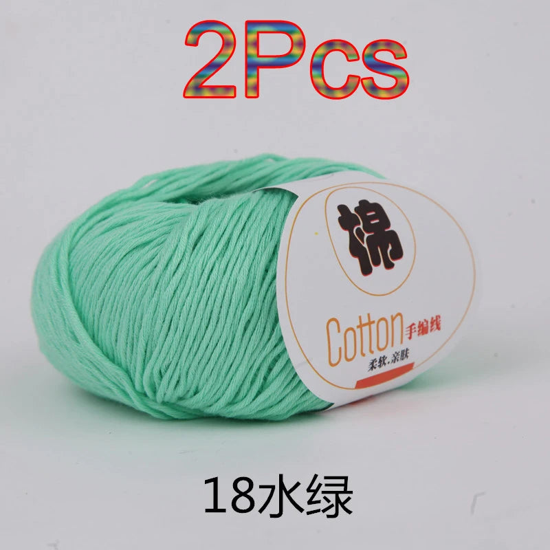 Fil à tricoter doux 100% coton, 2 pièces, fil au Crochet pour tricot, pull, couverture, gants, chapeau, écharpe, crochet, sac amigurumi, pantoufle