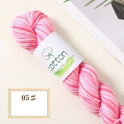 Fil dégradé 100% coton teint à la main 2mm 50g pour tricot, crochet, écharpe et pull DIY