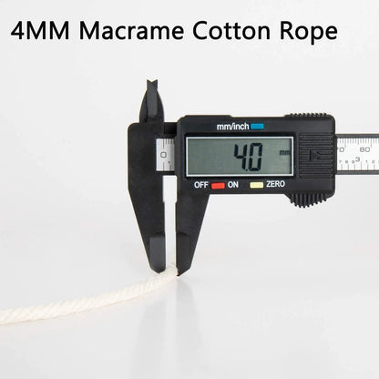 Cordon de macramé en coton 100% naturel, 4mm, cordon artisanal pour bricolage, cintres pour plantes à tricoter, décoration de noël et de mariage, Beige