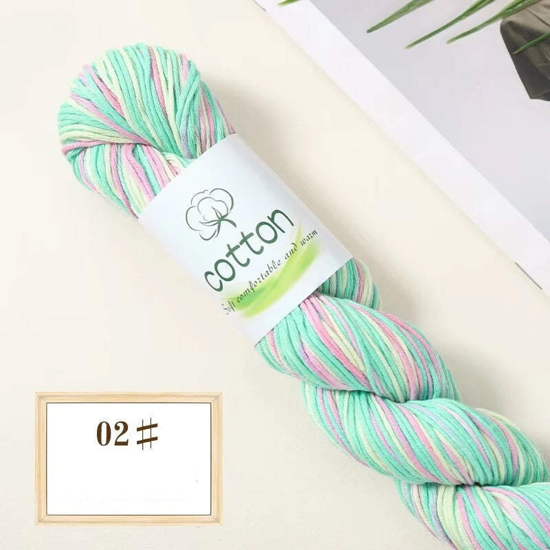 Fil dégradé 100% coton teint à la main 2mm 50g pour tricot, crochet, écharpe et pull DIY