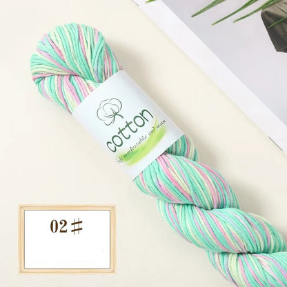 Fil dégradé 100% coton teint à la main 2mm 50g pour tricot, crochet, écharpe et pull DIY