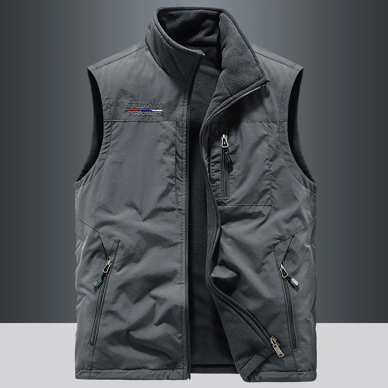 Gilets chauds en polaire pour hommes, multi-poches, vestes d'escalade sans manches, gilets Cargo pour porter des deux côtés, 6X, nouvelle collection automne