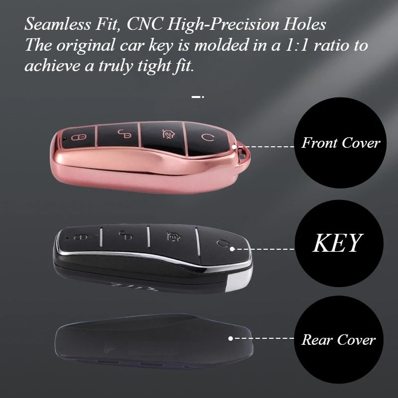 Étui de protection pour clé de voiture TPU pour BYD Atto 3 EV Plus Qin Plus DM-i Han EV Dolphin Télécommande de clé de voiture Accessoires de protection