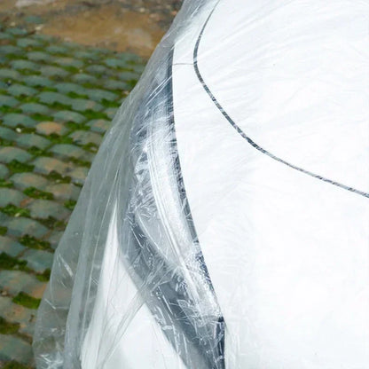 Housse de protection universelle pour voiture, couverture transparente PE avec bande élastique, résistante à la pluie et à la poussière, anti-rayures, bouclier de protection complet pour voiture
