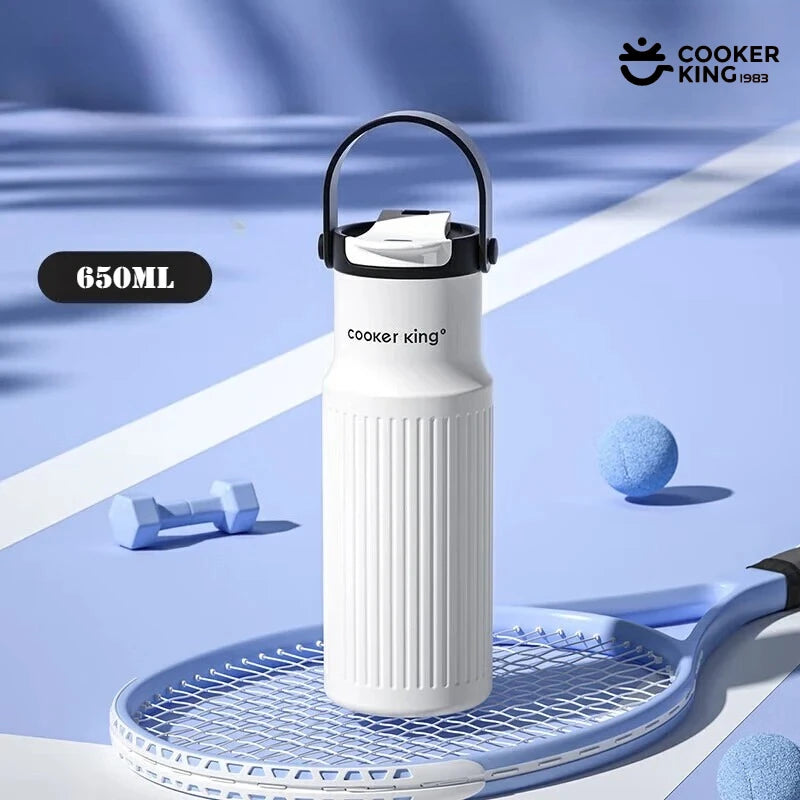 COOKER KING 650ML produit extérieur isolation 316 acier inoxydable + PP grande capacité sport tasse isolée bouteille d'eau avec paille