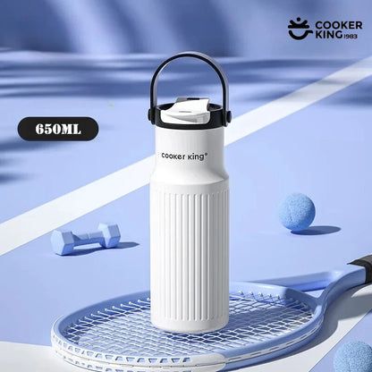 COOKER KING 650ML produit extérieur isolation 316 acier inoxydable + PP grande capacité sport tasse isolée bouteille d'eau avec paille