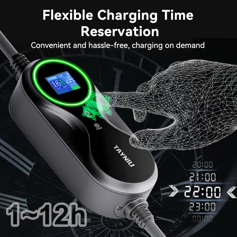 TAYNIU chargeur de véhicule électrique 16A 3.5KW 3.5M câble de charge portable de type 2 EU plug chargeur EV pour MG, ID 4, BYD et tous les EVs