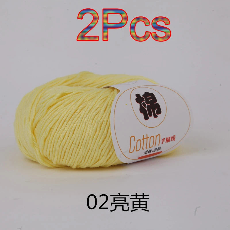 Fil à tricoter doux 100% coton, 2 pièces, fil au Crochet pour tricot, pull, couverture, gants, chapeau, écharpe, crochet, sac amigurumi, pantoufle