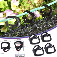 20/50/100 pièces Crochets noirs pour filet pare-soleil, Outil d'installation Agraffe pour filet pare-soleil de jardin, Support de suspension pour clôture de cour extérieure et de volière