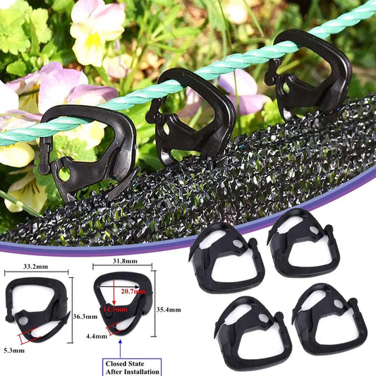 20/50/100 pièces Crochets noirs pour filet pare-soleil, Outil d'installation Agraffe pour filet pare-soleil de jardin, Support de suspension pour clôture de cour extérieure et de volière