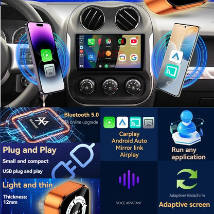 Adaptateur Carplay sans fil 4 en 1, mise à niveau 2026, lien miroir Airplay, WiFi + BT, système de voiture intelligent, écran de Projection, CarPlay Android Auto