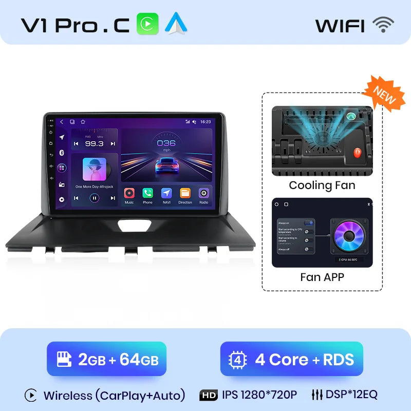 Junsun-V1 AI Voice Wireless CarPlay Android Auto Radio, KIT Rods 2007, 2008, 2009, 2010-2016, 4G, Système intelligent de voiture, GPS