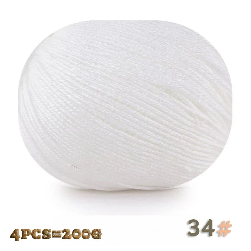 200 g 6 brins de boules de fil doux tricotées faites à la main d'épaisseur moyenne pour la fabrication de pulls, chapeaux, foulards, gants, chaussures en fil, boules de fil doux, 1 pièce = 4 boules = 200 grammes