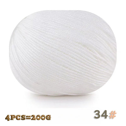 200 g 6 brins de boules de fil doux tricotées faites à la main d'épaisseur moyenne pour la fabrication de pulls, chapeaux, foulards, gants, chaussures en fil, boules de fil doux, 1 pièce = 4 boules = 200 grammes