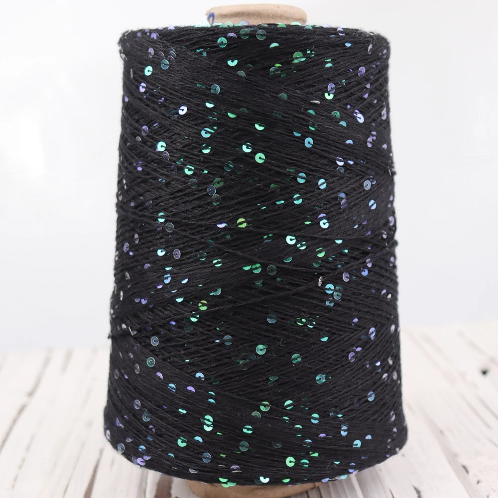   Блэк – fil de coton à paillettes, 100g, 800M, 3mm, décoration tricotée, crochet à la main, tricot jaune