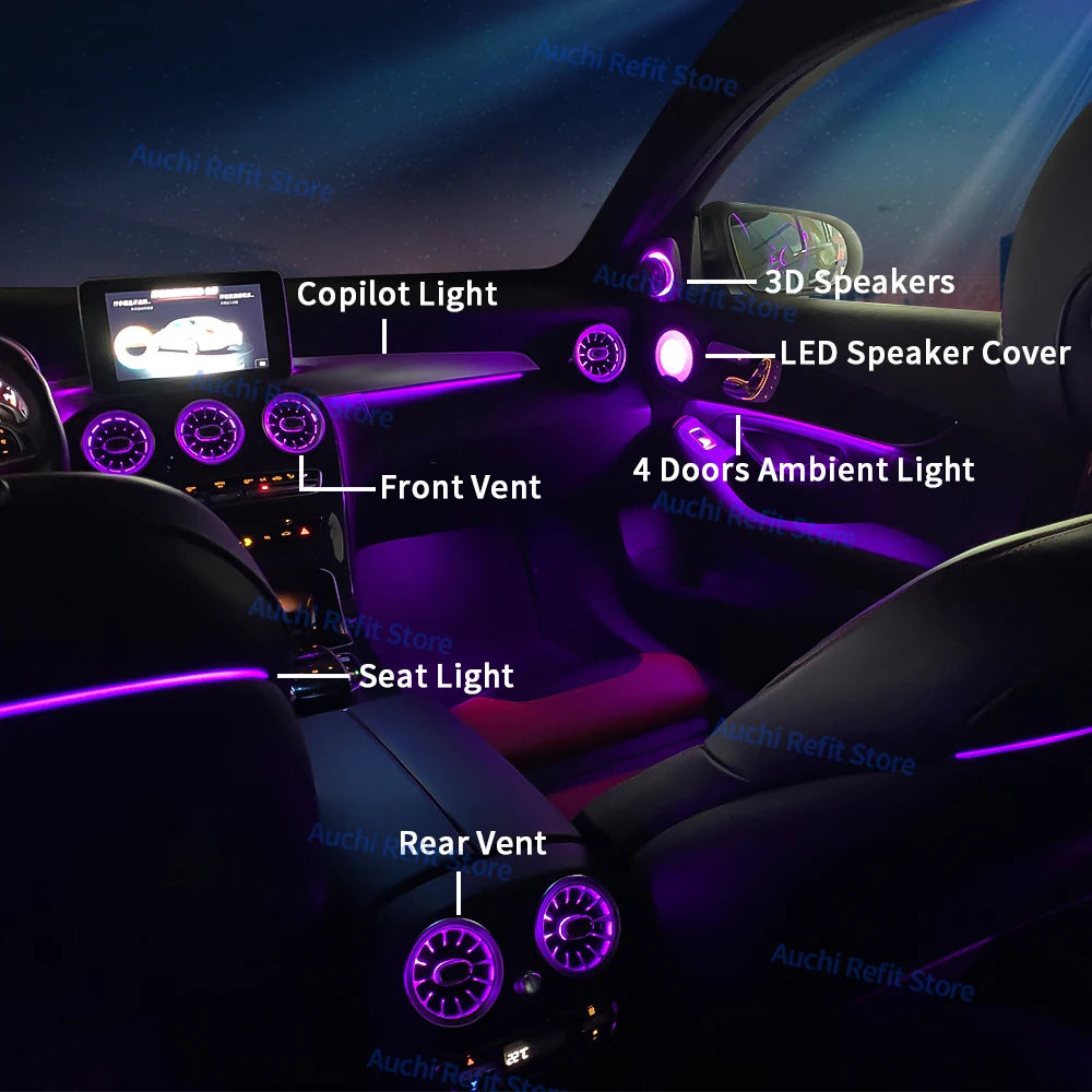 Lumières d'ambiance LED 3/64 couleurs, pour Mercedes Benz W205 X253 classe C GLC coupé C43 C63s, Instrument intérieur, lampe décorative, rénovation